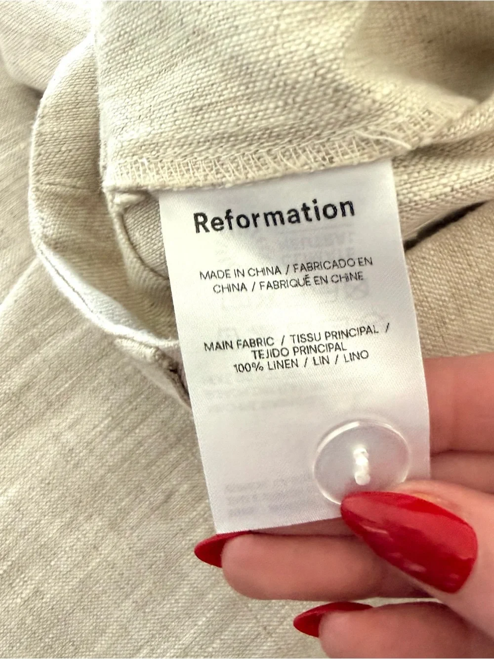 NWOT Reformation Linen Wide Leg Asher Trouser Pants Oatmeal Size 2